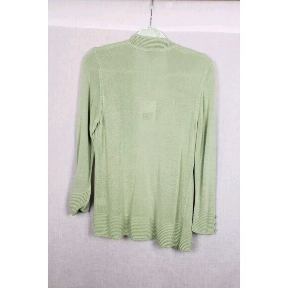 Evolution By Cyrus Myna Button Sleeve Cardigan M Cela Green Open Front Classic - Picture 2 of 6